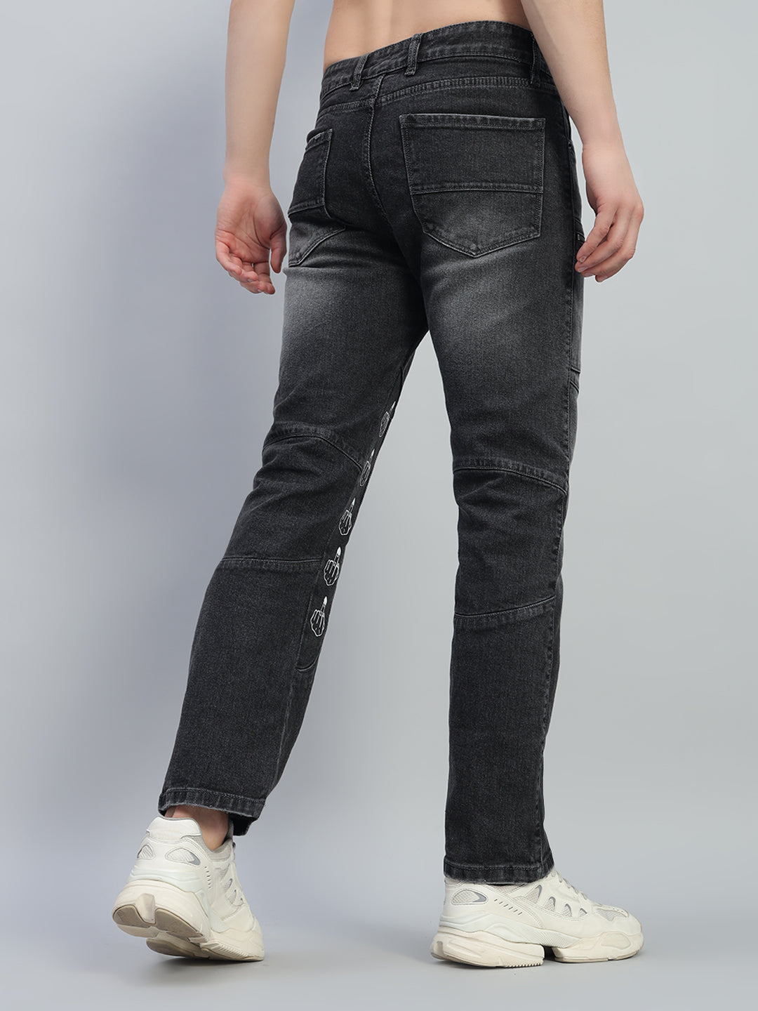 FUCK OFF REGULAR FIT DENIM JEANS (BLACK)