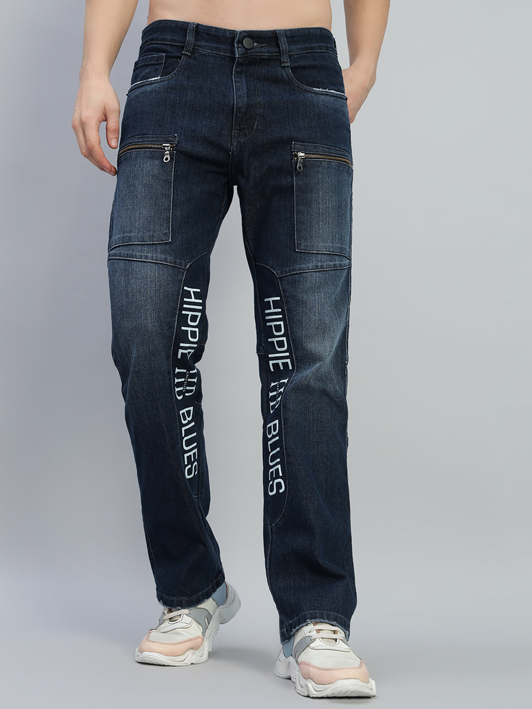 HIPPIE BLUE REGULAR FIT DENIM JEANS (BLUE)