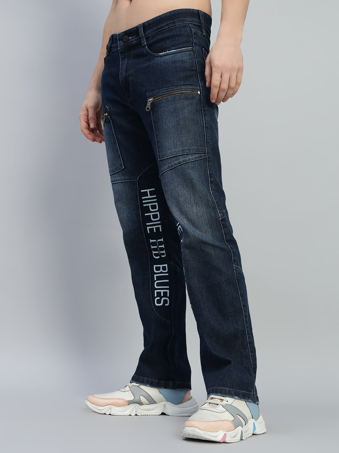 HIPPIE BLUE REGULAR FIT DENIM JEANS (BLUE)