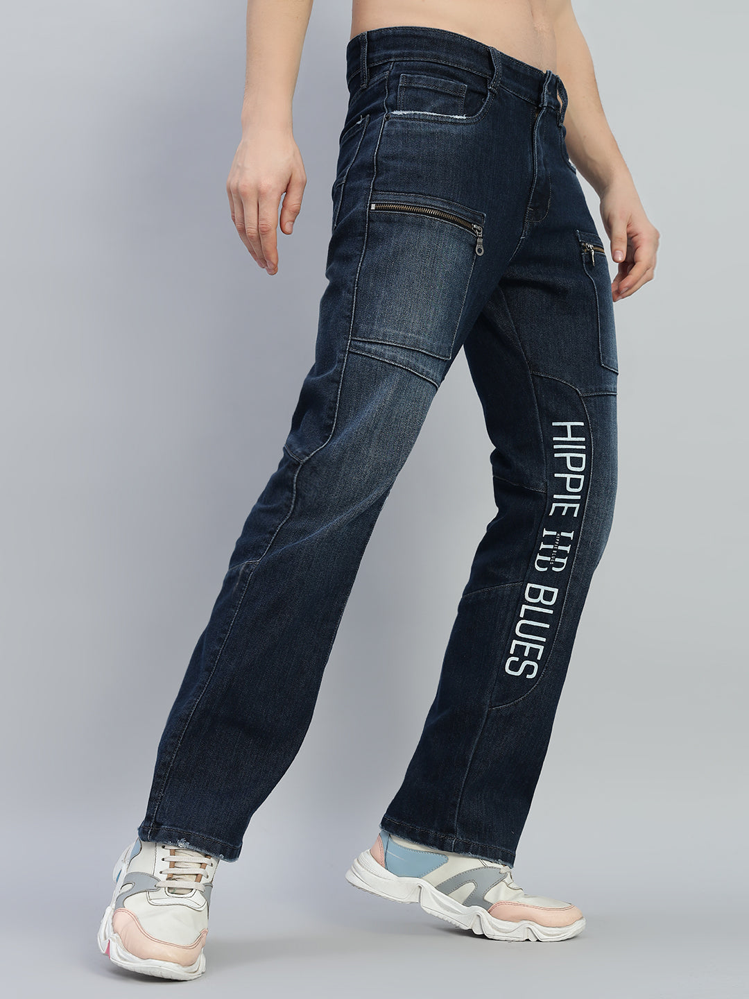 HIPPIE BLUE REGULAR FIT DENIM JEANS (BLUE)