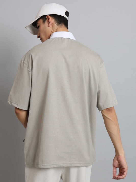 grained oversized polo t shirt