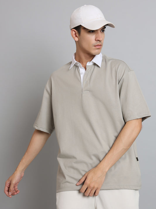 grained oversized polo t shirt