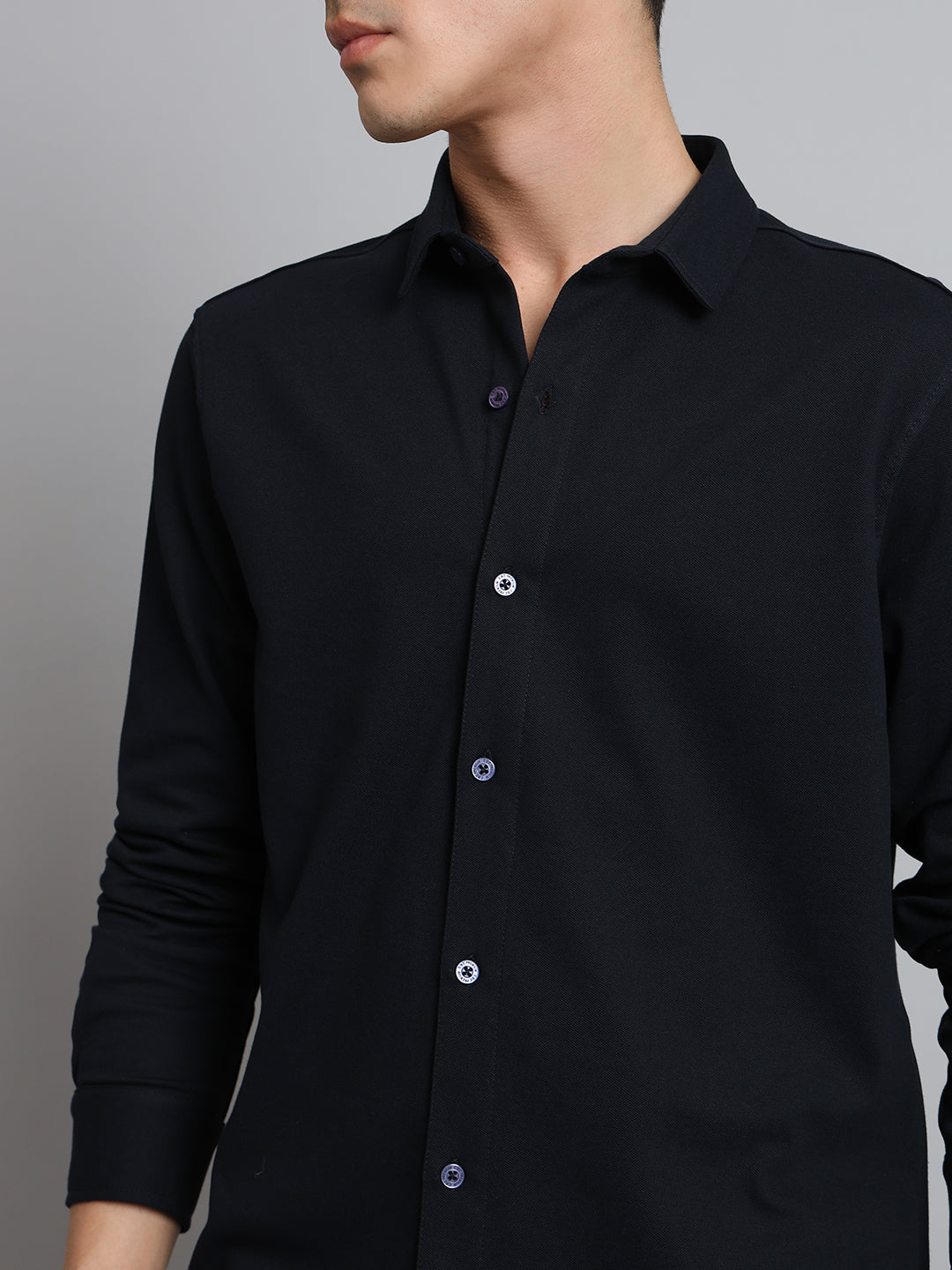 Navy Blue Sporty Pique Shirt - Wearduds