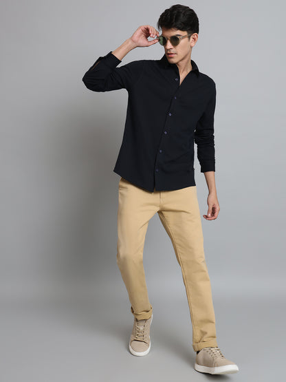 Navy Blue Sporty Pique Shirt - Wearduds