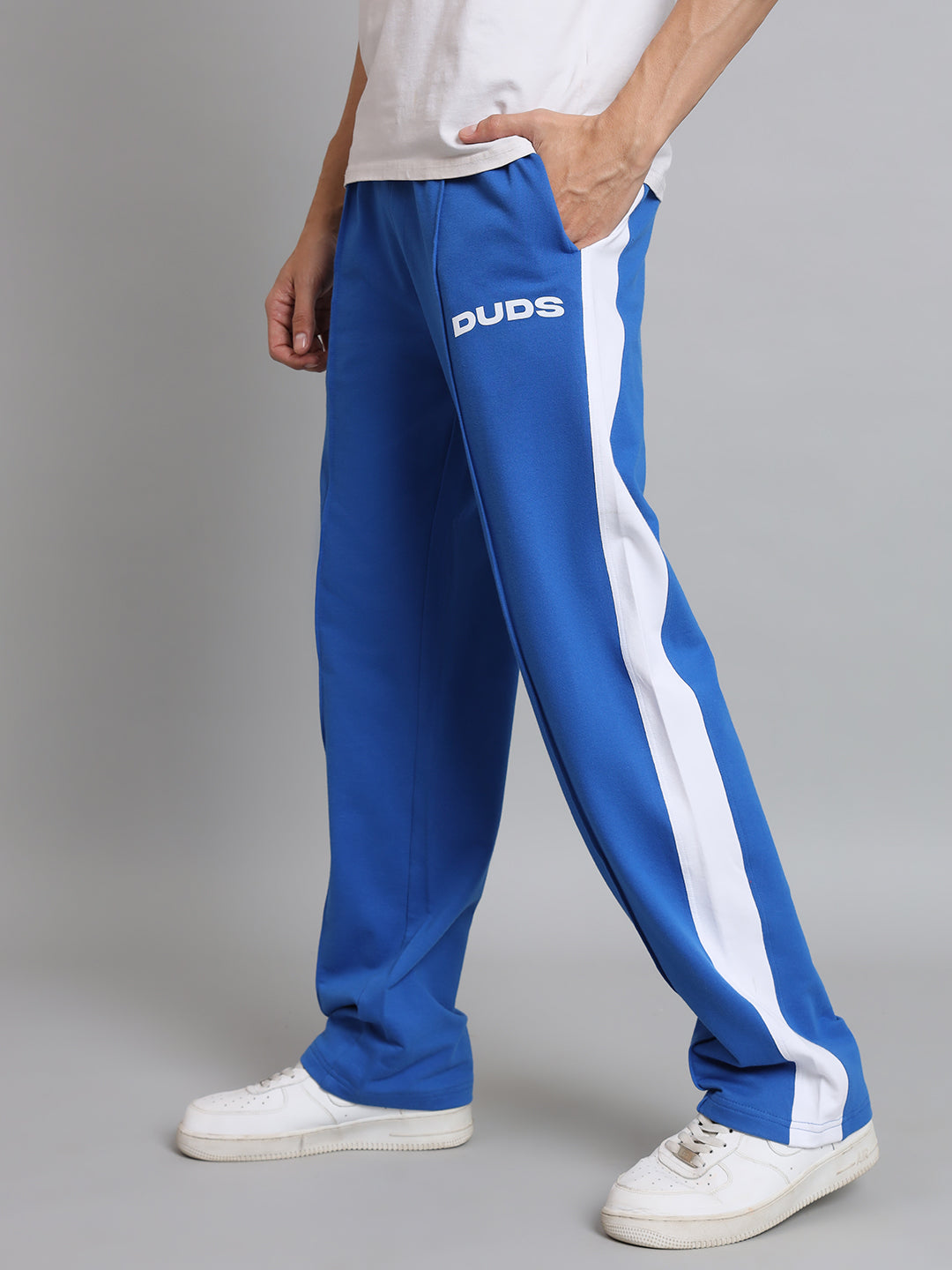 Contrast Side Seam  Front Plated Joggers (Royal Blue) - Wearduds