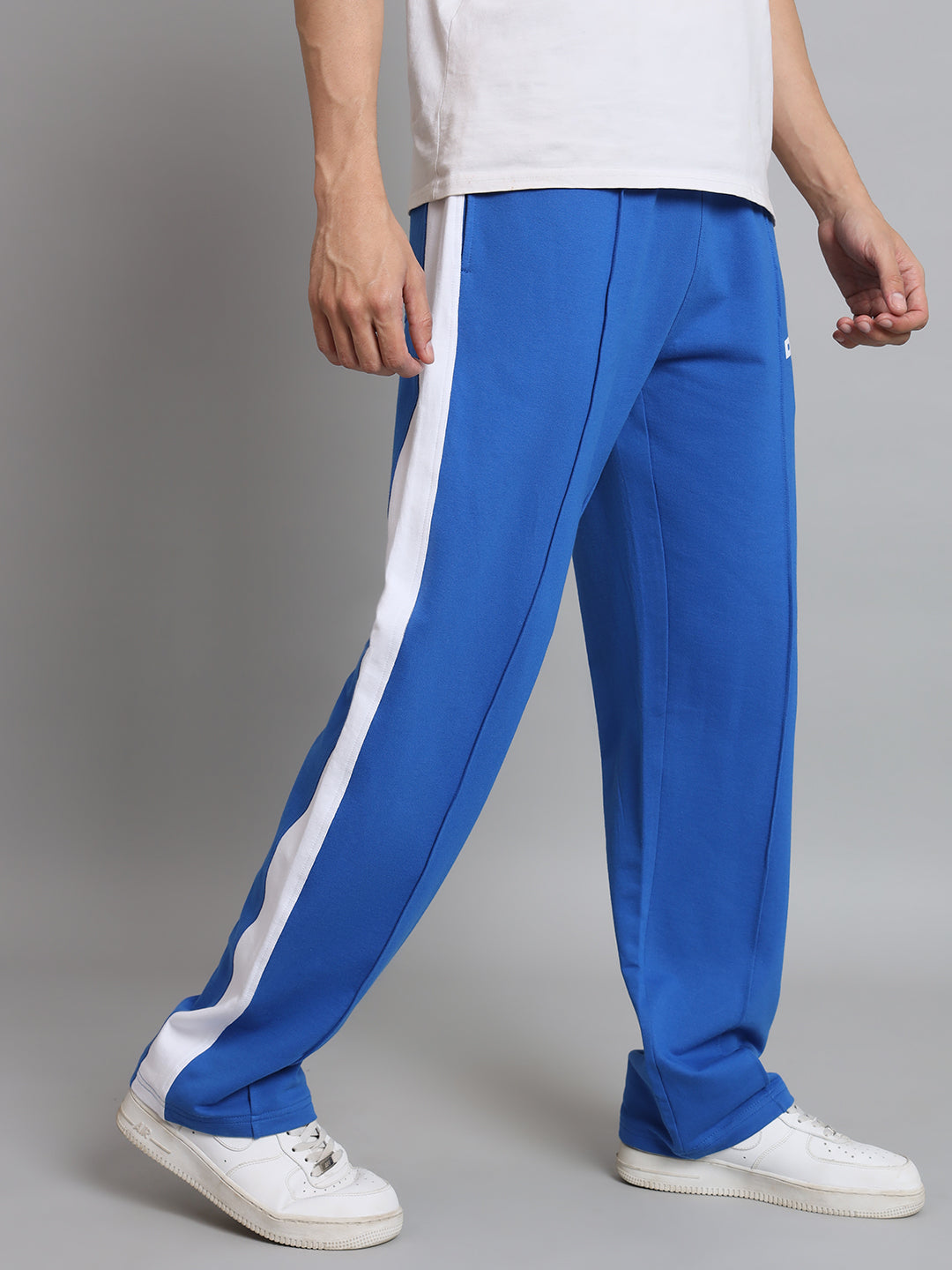 Contrast Side Seam  Front Plated Joggers (Royal Blue) - Wearduds