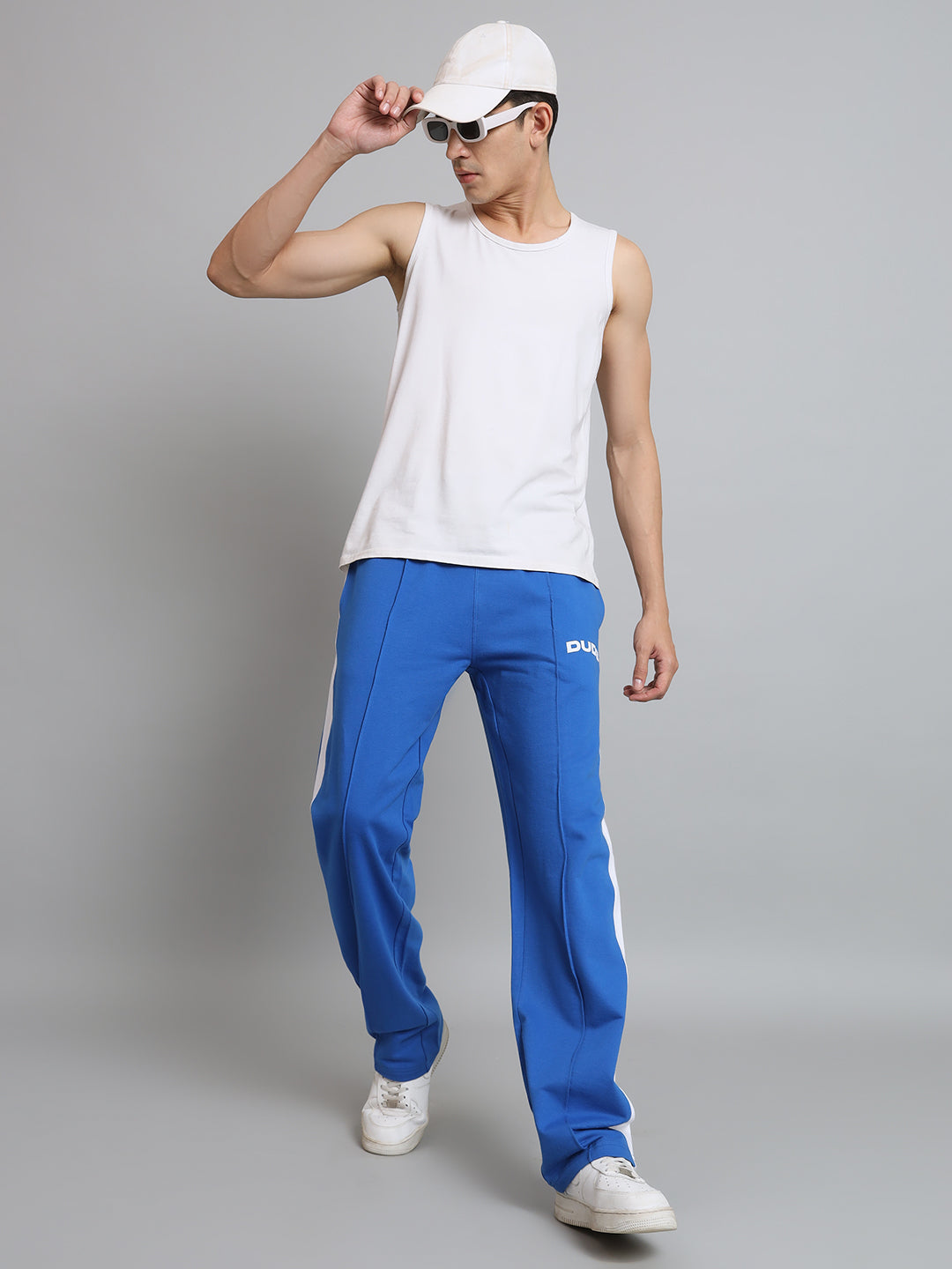 Contrast Side Seam  Front Plated Joggers (Royal Blue) - Wearduds