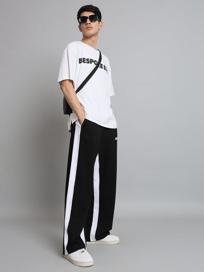 Contrast Side Seam Baggy Joggers (Black) - Wearduds