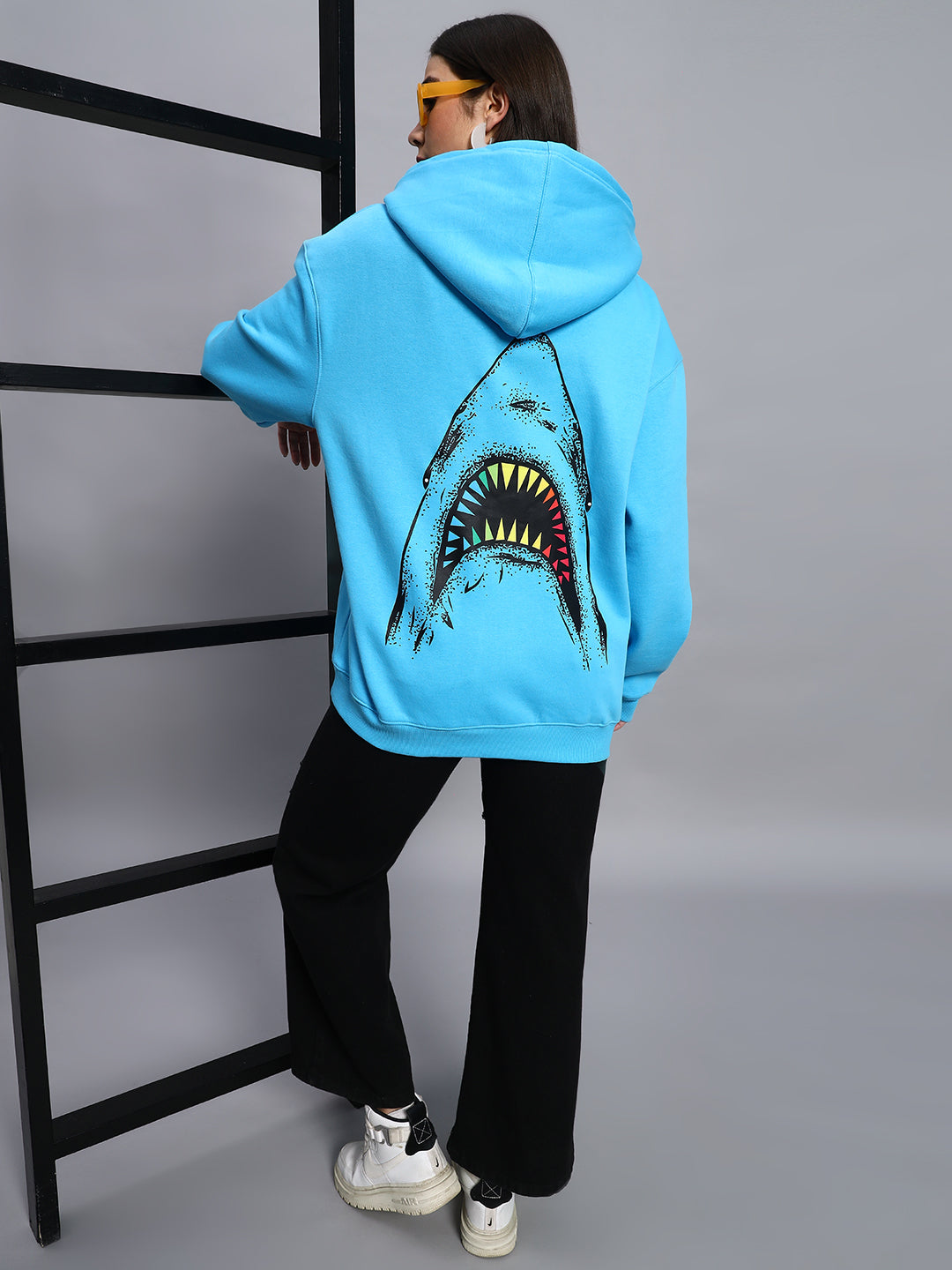 Women's Sharkwave Oversized Hoodie (Light Blue)