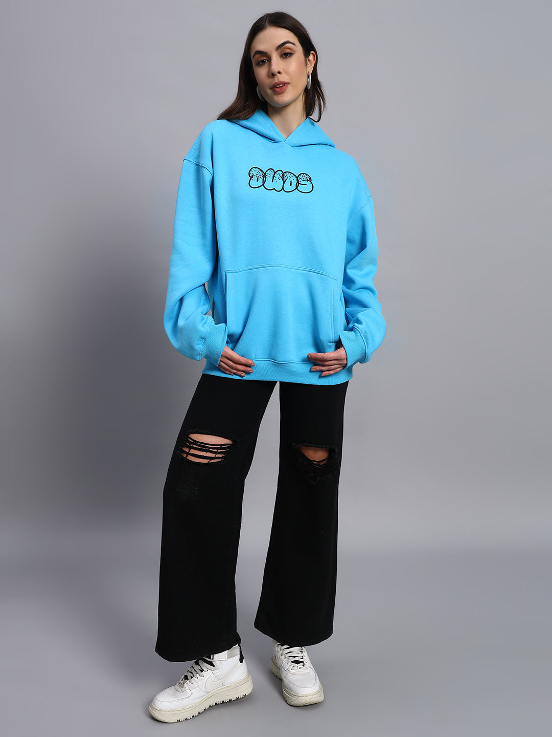 Women's Sharkwave Oversized Hoodie (Light Blue)