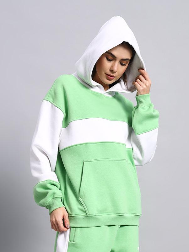 Women's Minted Bliss Colorblock Hoodie (Green-White)