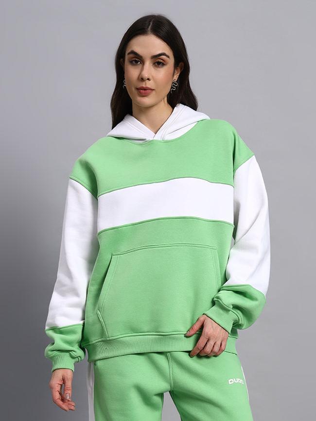 Women's Minted Bliss Colorblock Hoodie (Green-White)