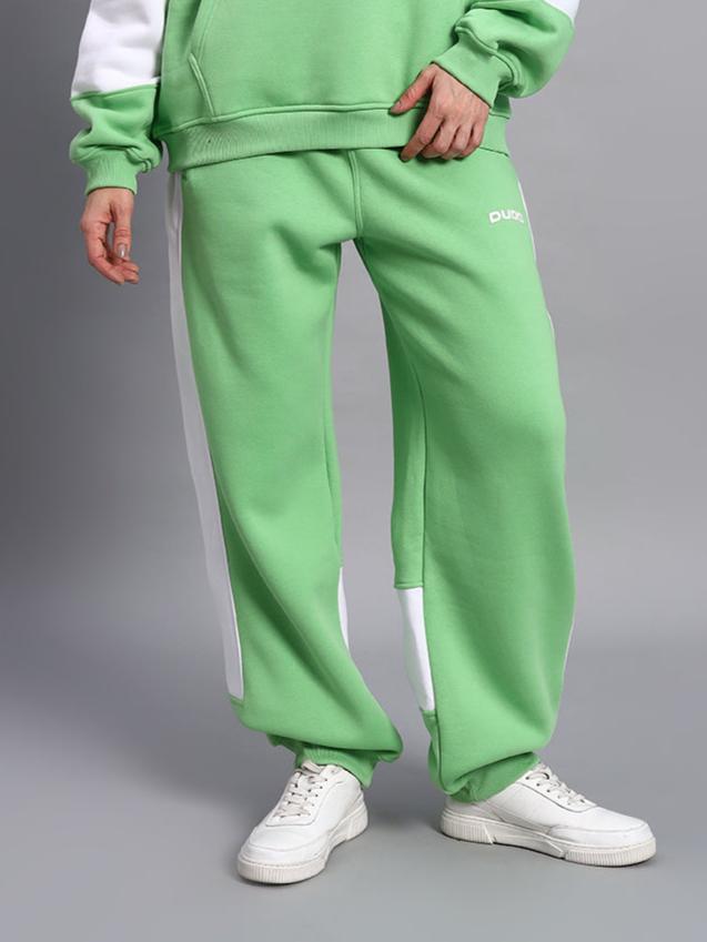 Women's Minted Bliss Fleece Colorblock Cargo Pant (Green-White)