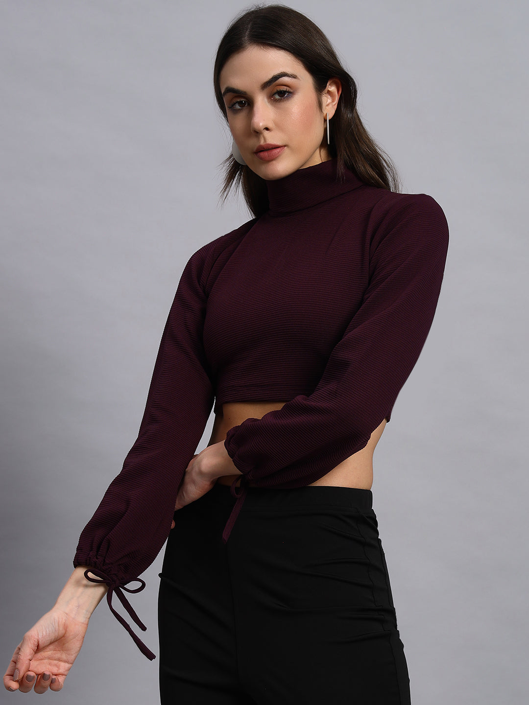 MUFFINE RIBBED CROP TOP (WINE)