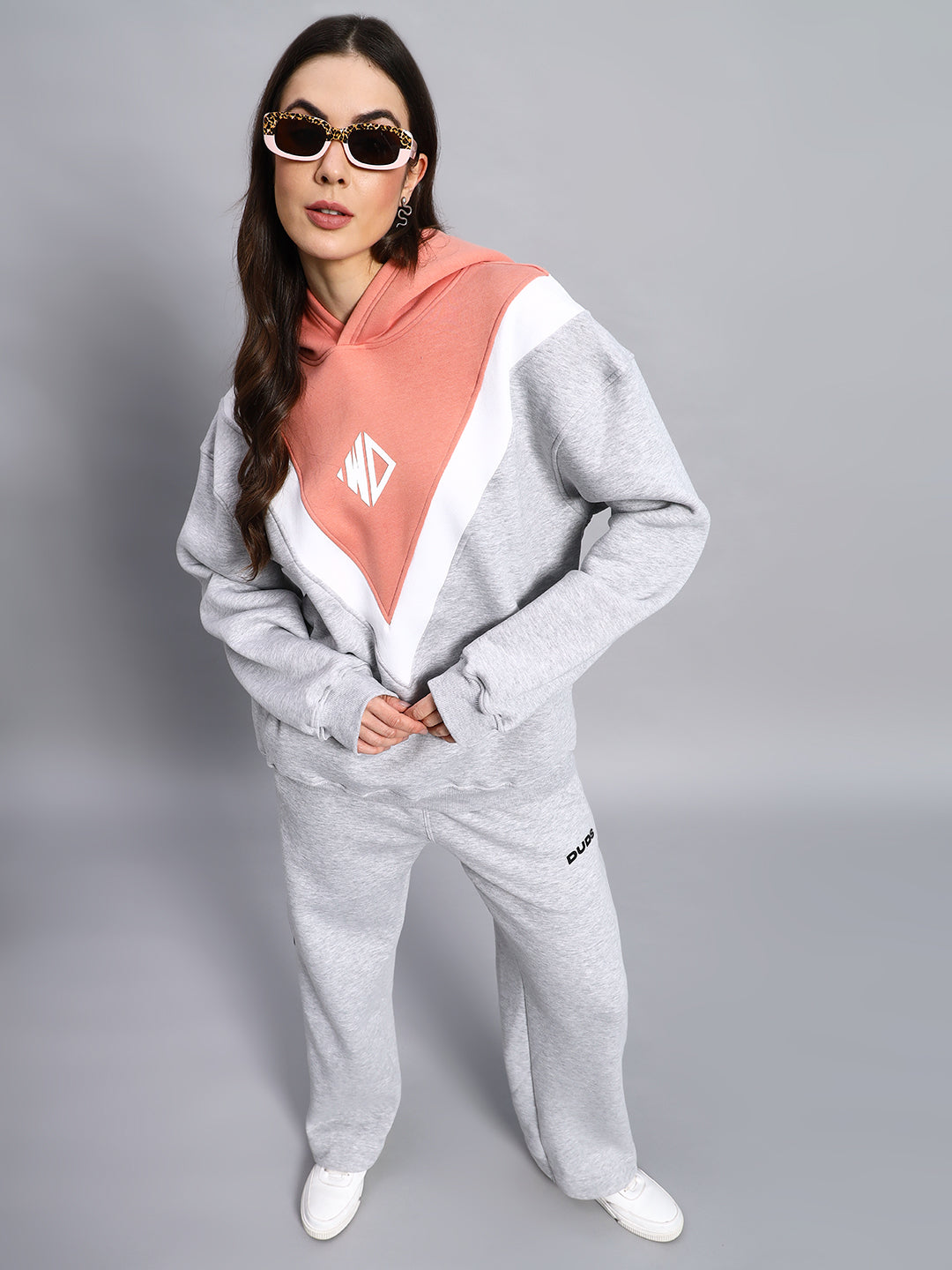 Women's Polar Colorblock Co-Ord (Grey-Peach)