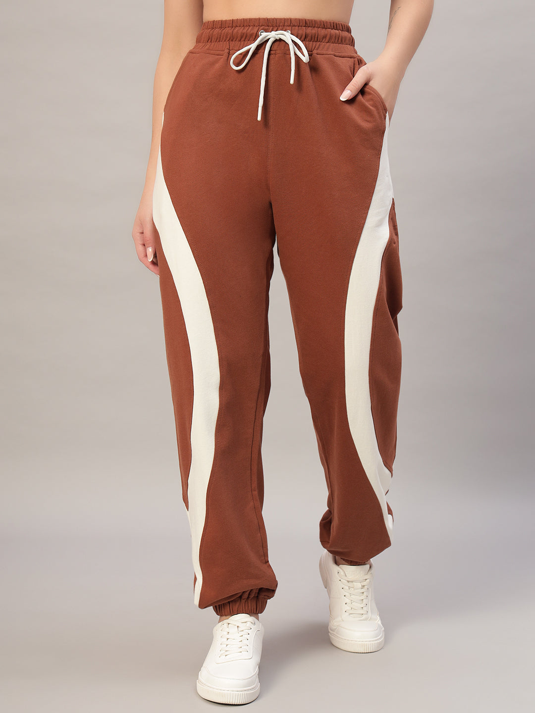 WOMEN'S AMERICAN FOOTBALL JOGGERS (BROWN-WHITE)