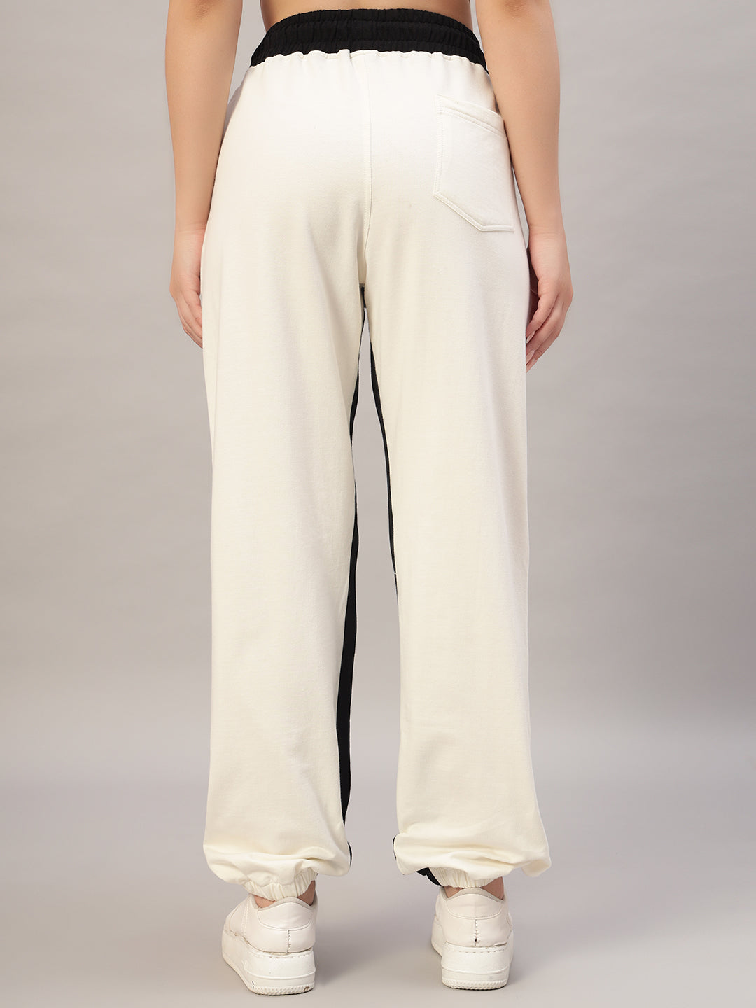 WOMEN'S SPLINTER SIDE CONTRAST JOGGERS (OFF-WHITE BLACK)