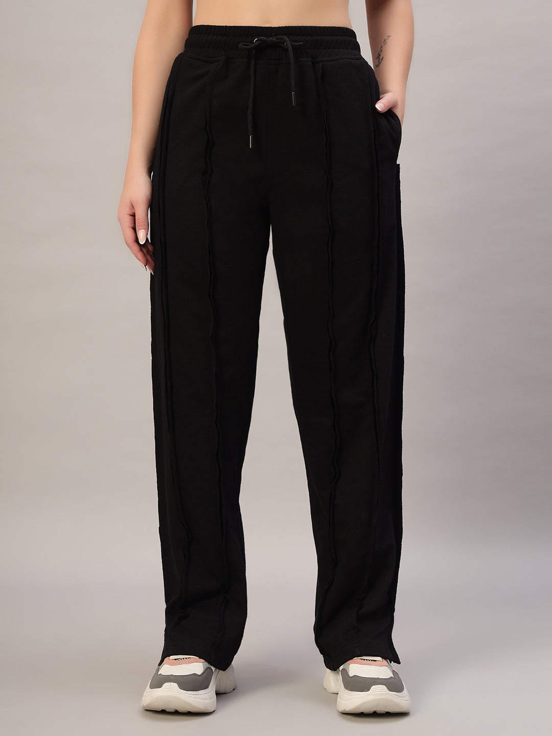 WOMEN'S LAMINA SIDE SLIT JOGGERS (BLACK)