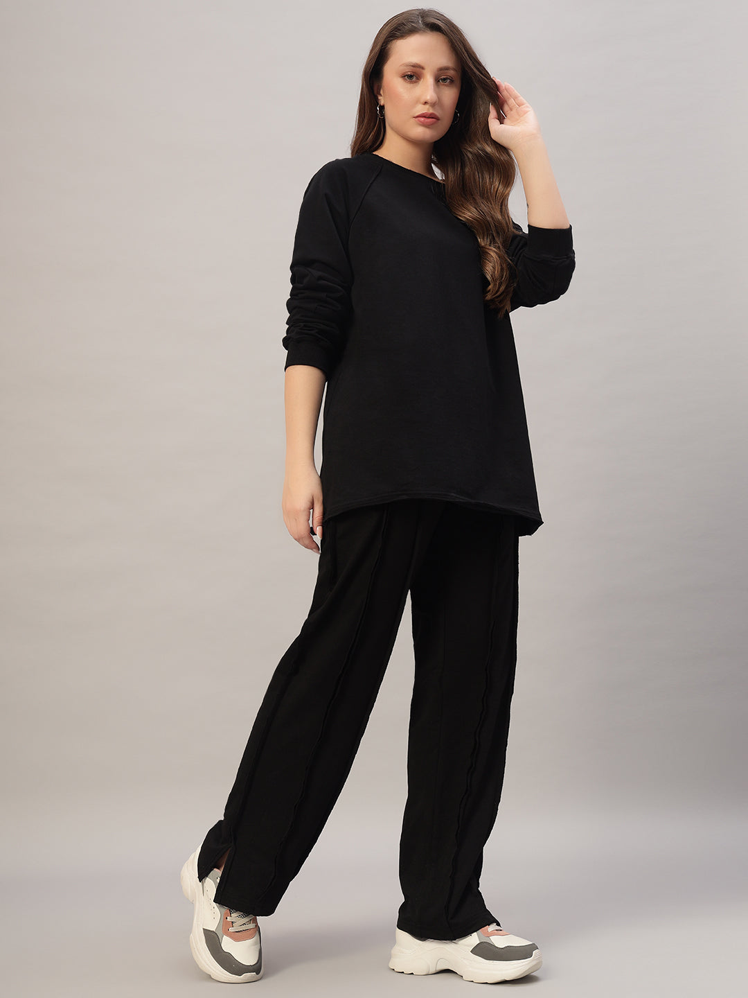 Women's Lamina Oversized CO-Ord Set (Black)