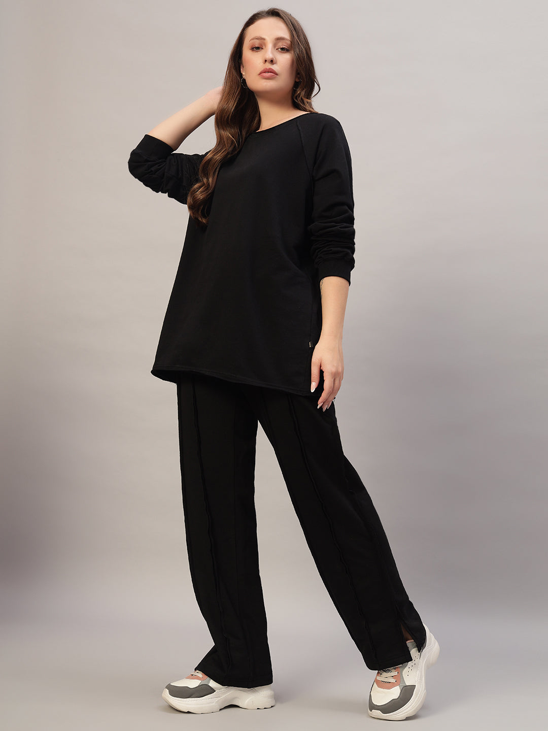 Women's Lamina Oversized CO-Ord Set (Black)