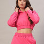 Charm Over- Sized Crop Hoodies (Pink)