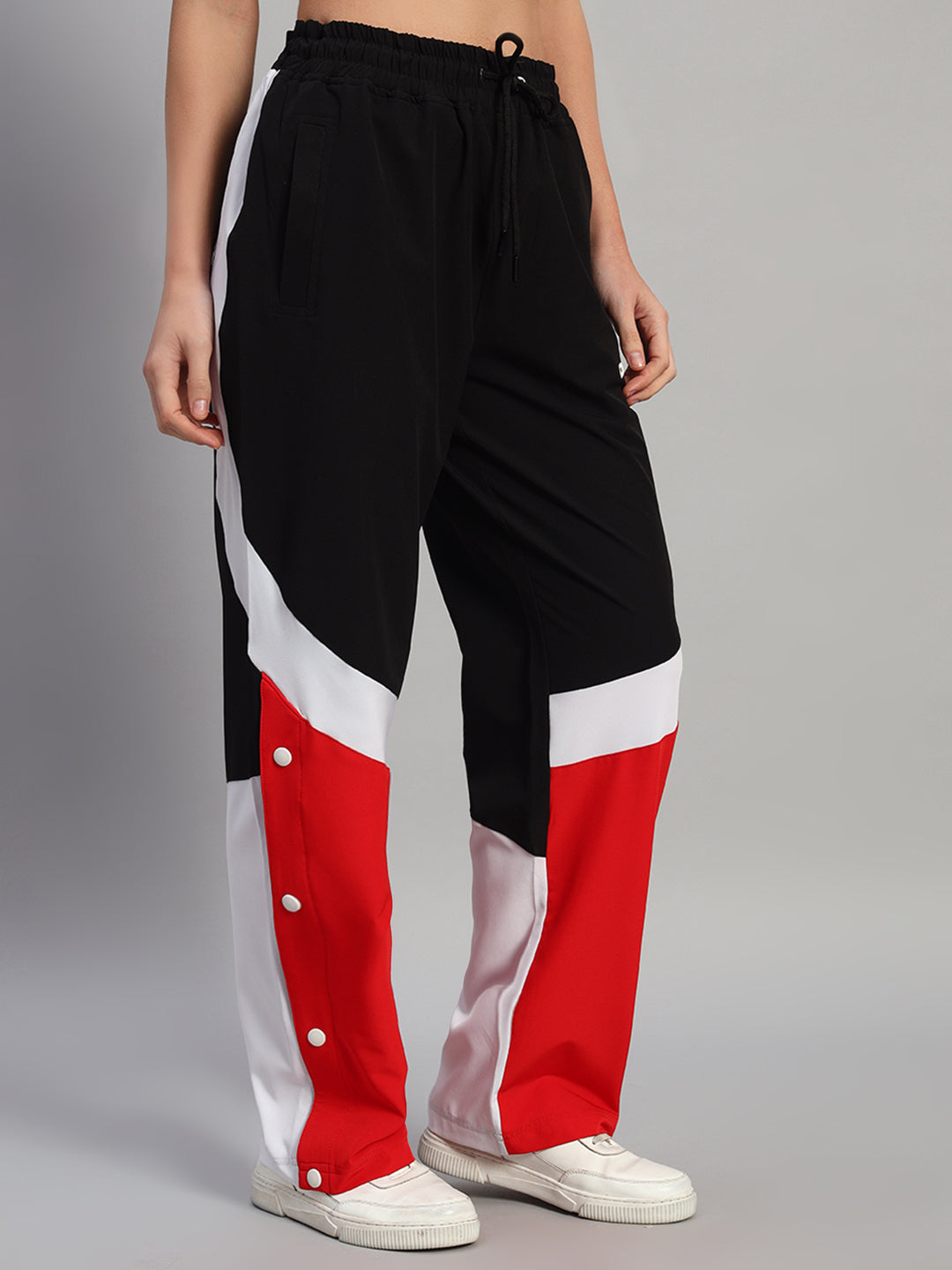 Women Marco Relaxed Fit Cargo Pants (Black-Red)