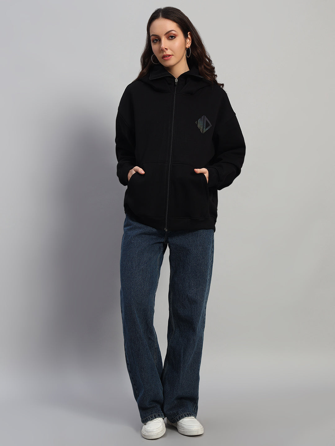 WOMEN MARKSMAN OVERSIZED HOODIE (BLACK)