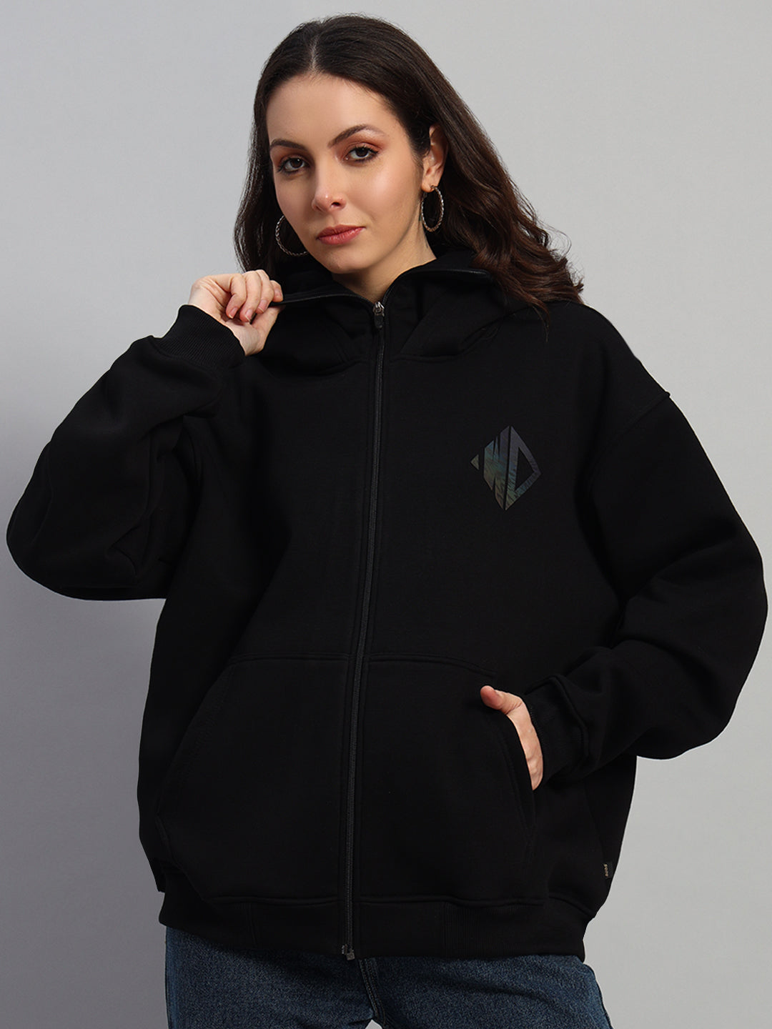 WOMEN MARKSMAN OVERSIZED HOODIE (BLACK)