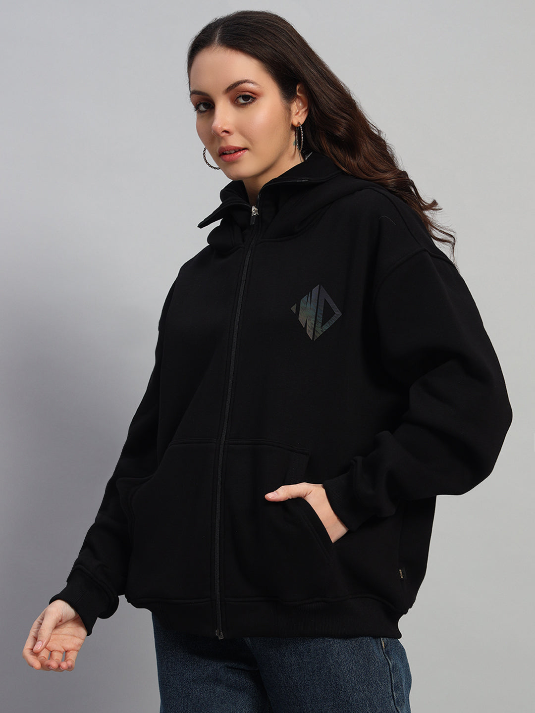 WOMEN MARKSMAN OVERSIZED HOODIE (BLACK)