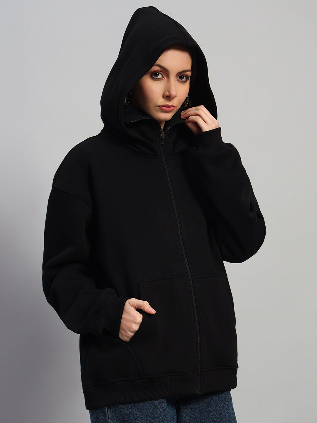 WOMEN MARKSMAN OVERSIZED HOODIE (BLACK)