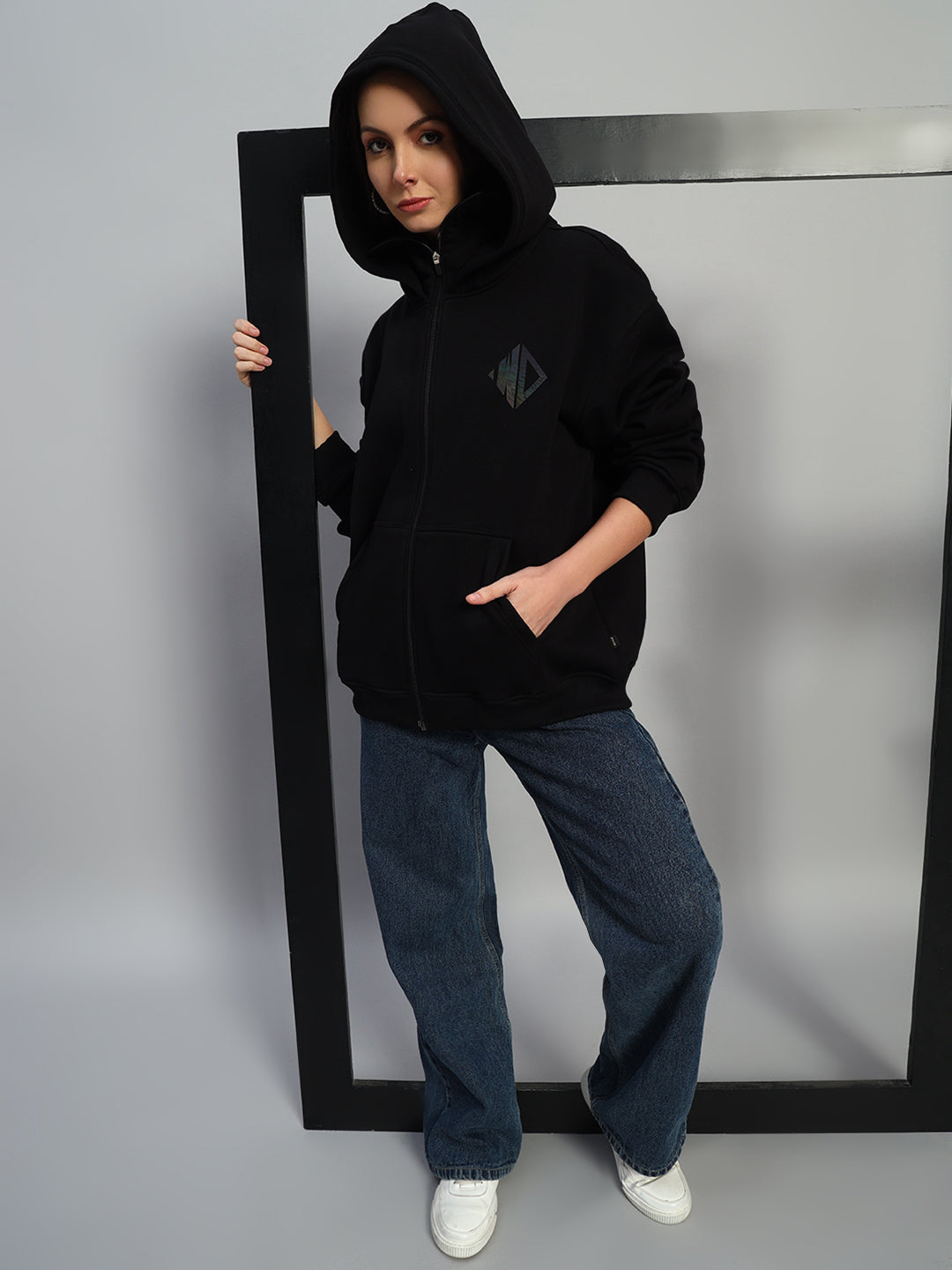 WOMEN MARKSMAN OVERSIZED HOODIE (BLACK)