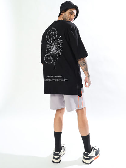 Scorpio Zodiac Longline  Over-Sized T-Shirt (Black)