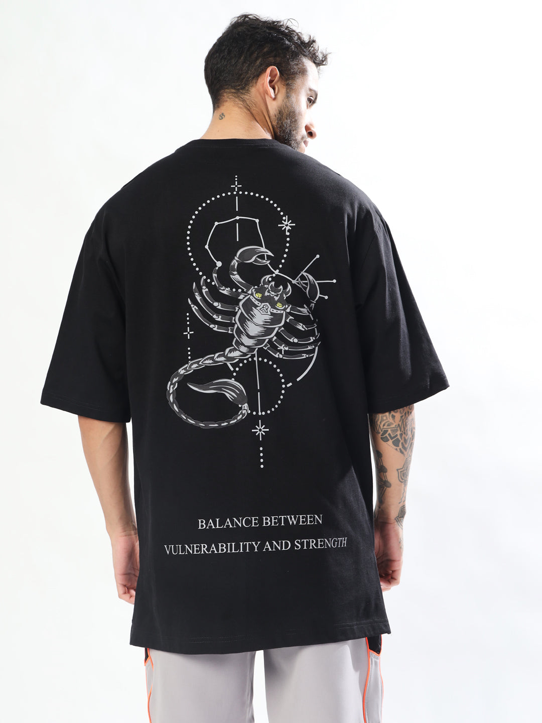 Scorpio Zodiac Longline  Over-Sized T-Shirt (Black)
