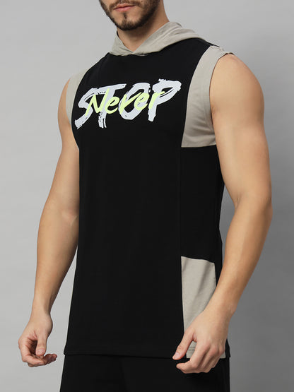 Never Stop Gym Regular T-Shirt (Grey-Black)