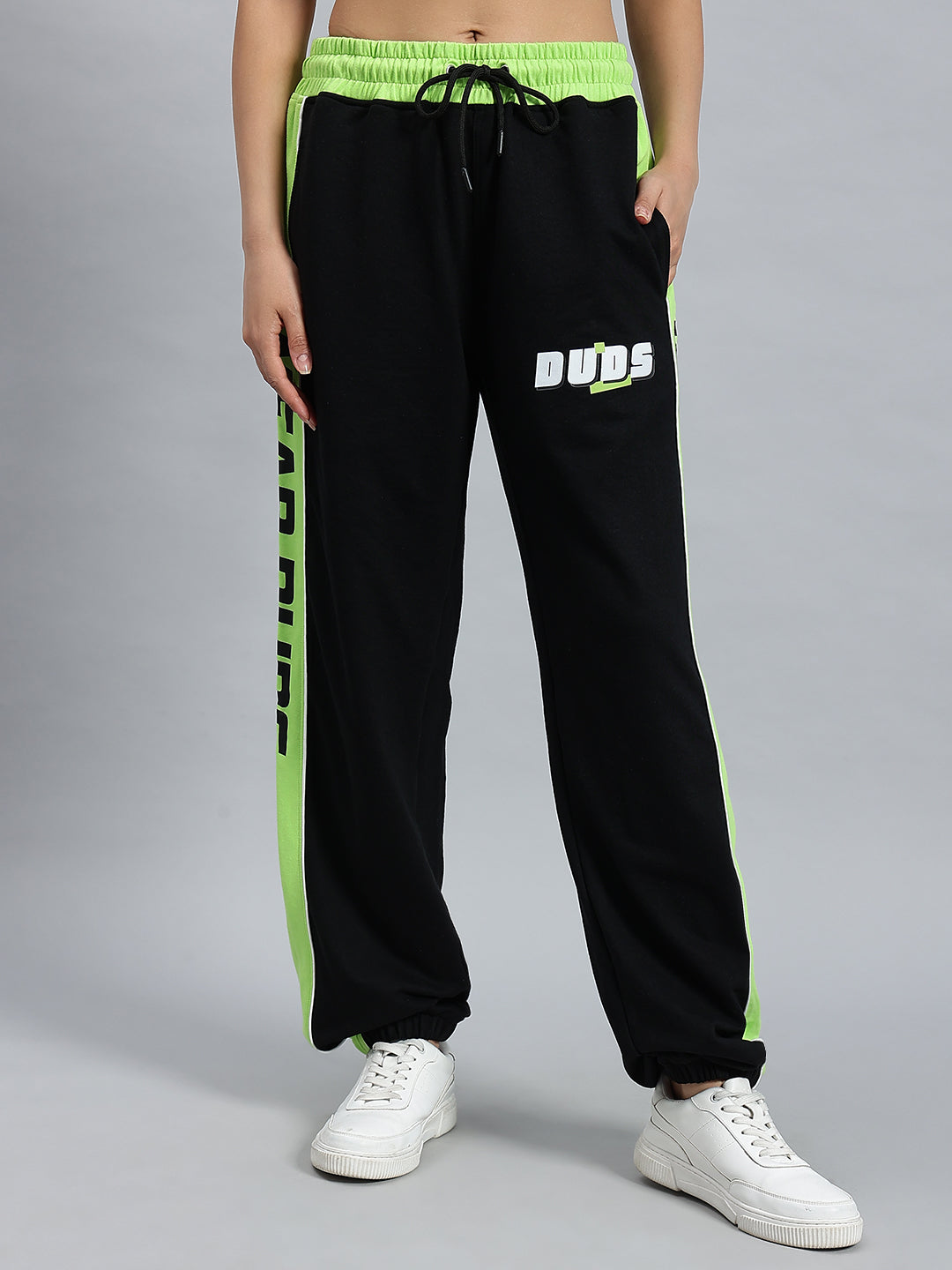 WOMEN'S PEPPY JOGGERS (BLACK-NEON GREEN)