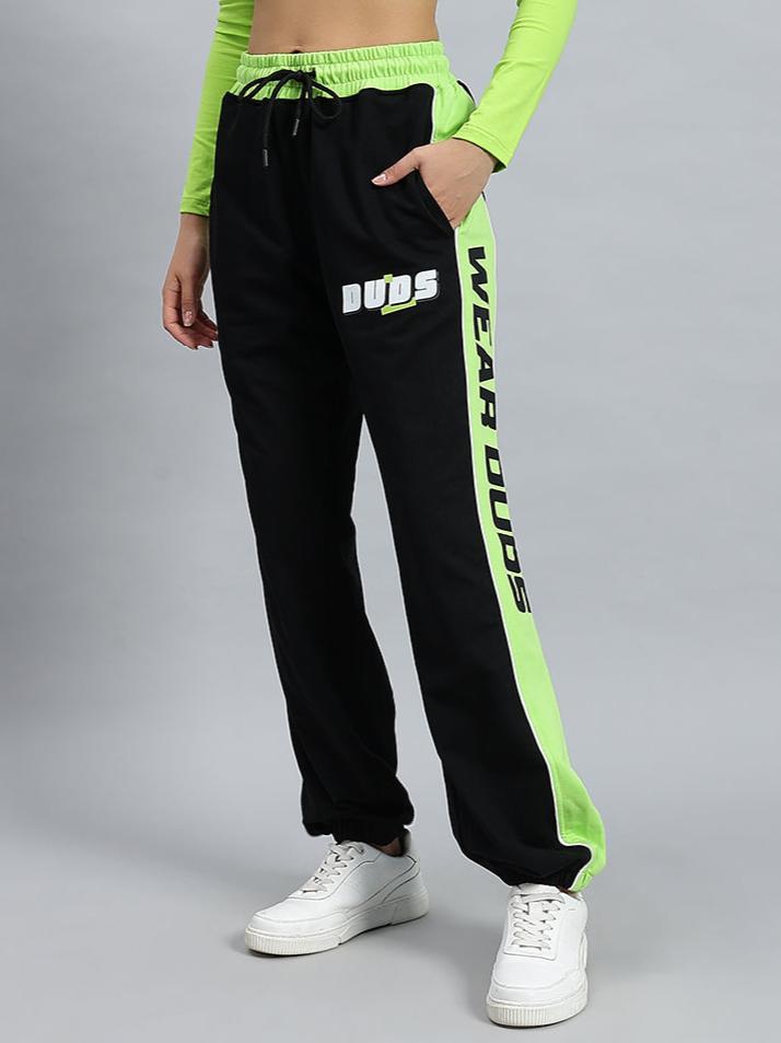 WOMEN'S PEPPY JOGGERS (BLACK-NEON GREEN)