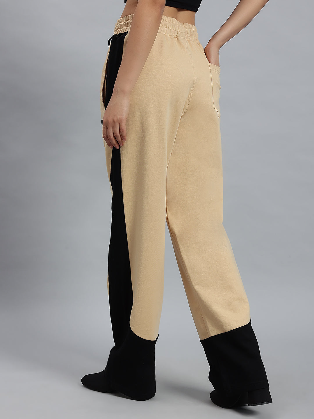 WOMEN'S HURTLE BAGGY JOGGERS (BEIGE-BLACK)