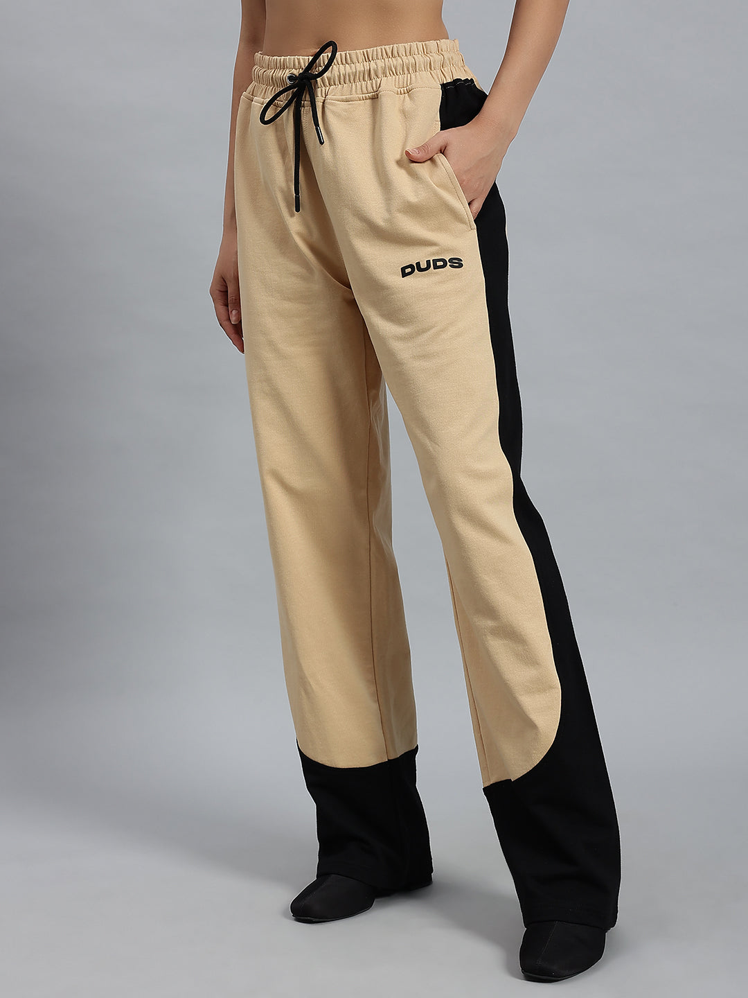 WOMEN'S HURTLE BAGGY JOGGERS (BEIGE-BLACK)