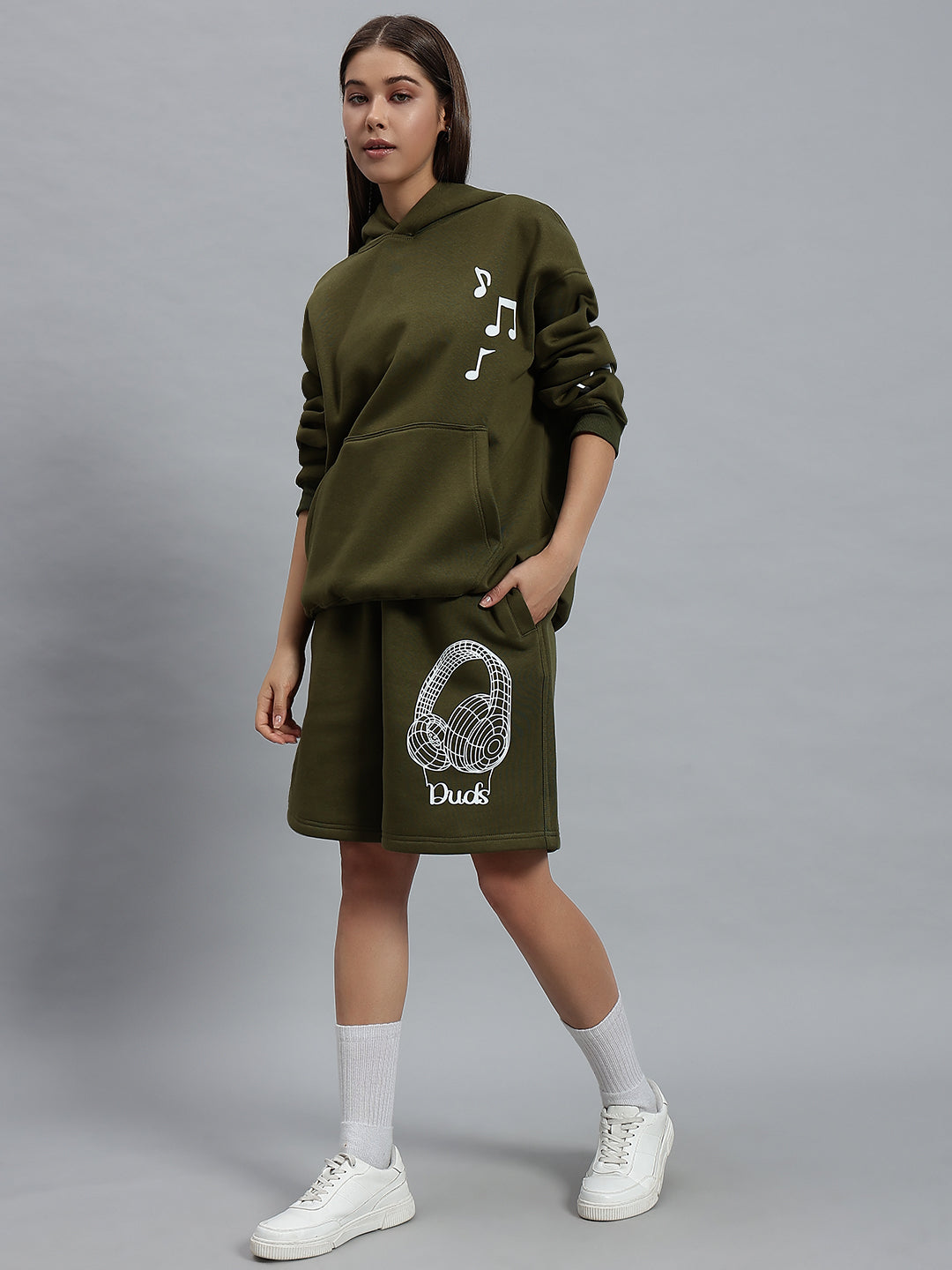 Women's Opera Fleece Shorts (Olive Green)