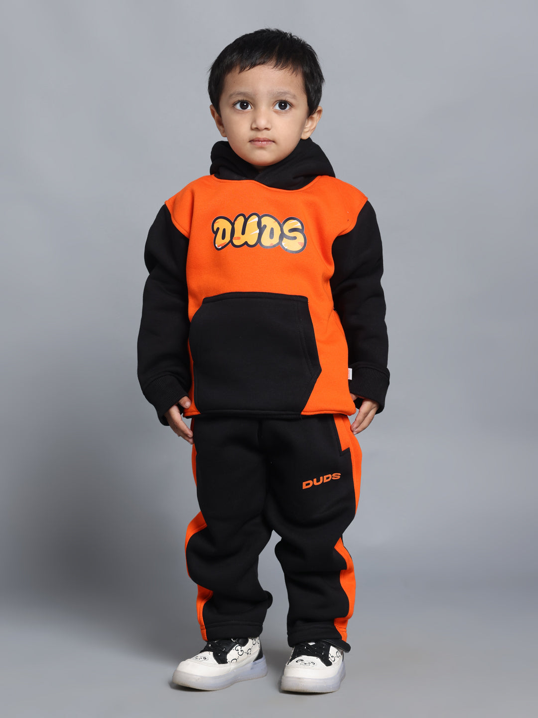 COOL TEDDY FLEECE PANT FOR BOYS & GIRLS (BLACK-ORANGE)