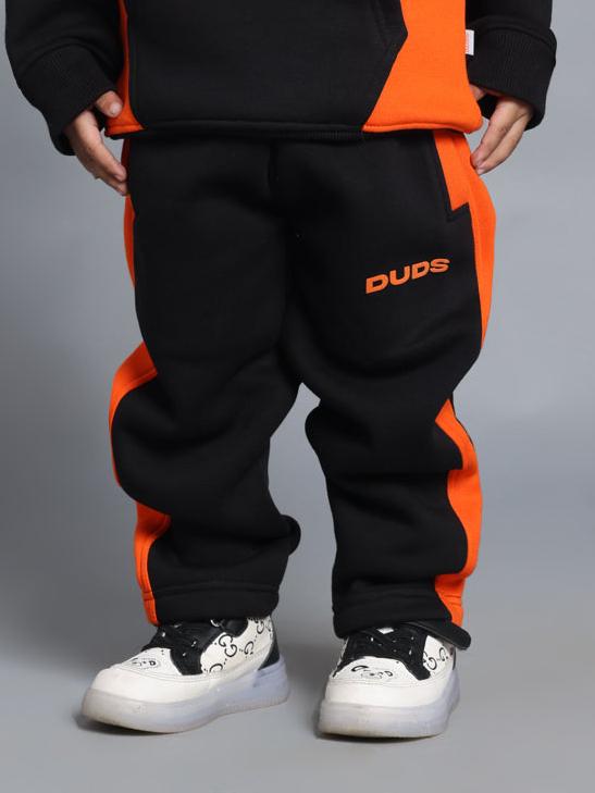 COOL TEDDY FLEECE PANT FOR BOYS & GIRLS (BLACK-ORANGE)