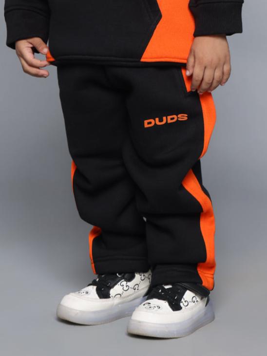 COOL TEDDY FLEECE PANT FOR BOYS & GIRLS (BLACK-ORANGE)