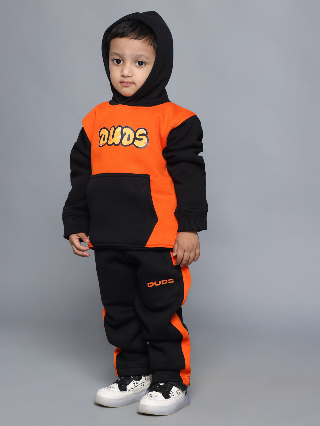 COOL TEDDY FLEECE PANT FOR BOYS & GIRLS (BLACK-ORANGE)