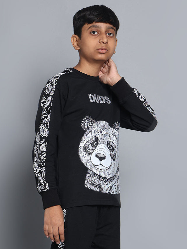 Masha Over-Sized Sweatshirt For Boys & Girls (Black)