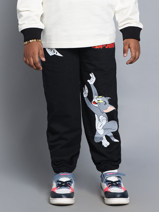 TOM & JERRY RELAXED PANT FOR BOYS & GIRLS JOGGER (OFF WHITE-BLACK)