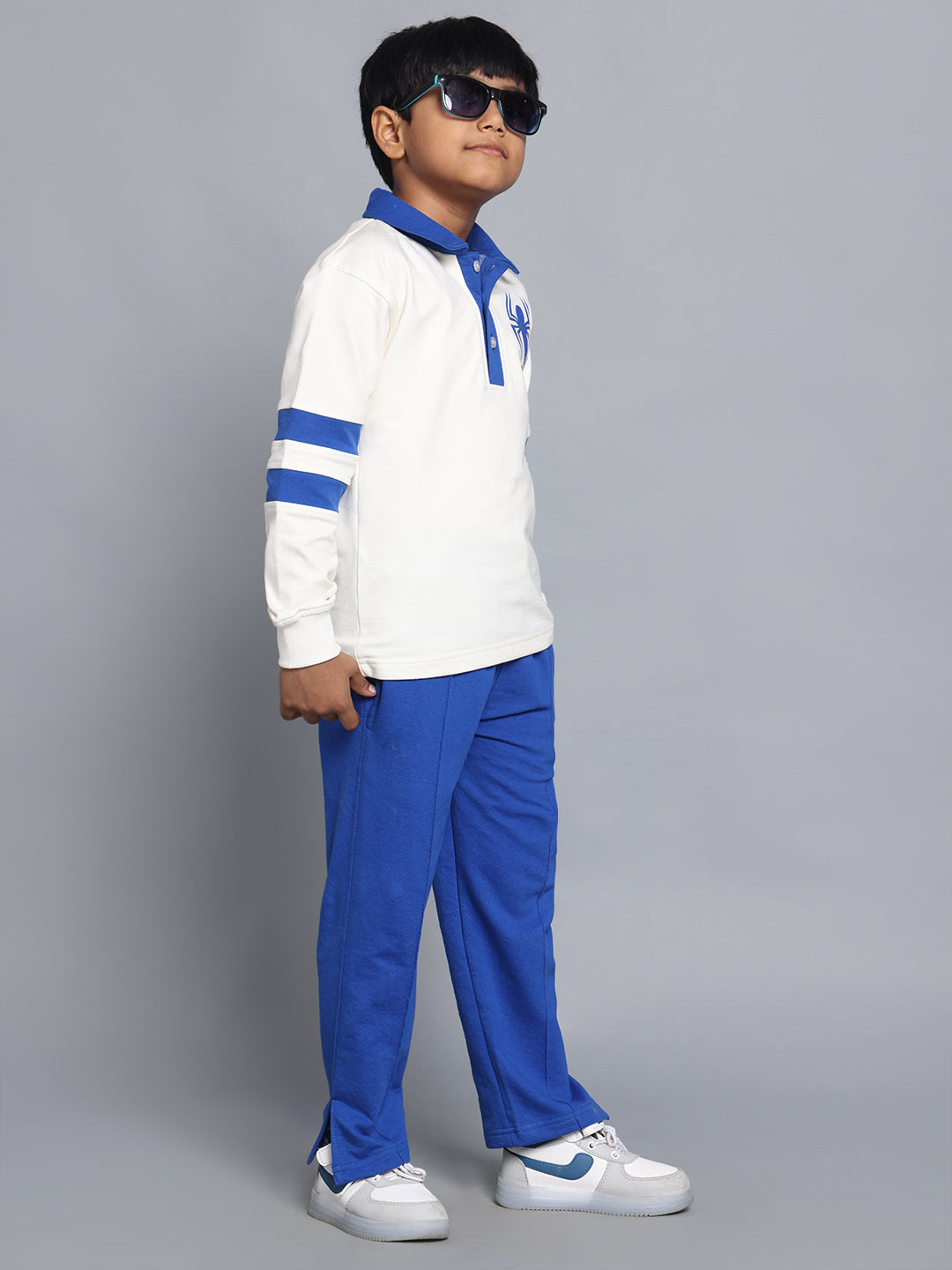 MARVEL OVERSIZED CO-ORD SET FOR BOYS & GIRLS (WHITE-ROYAL BLUE)