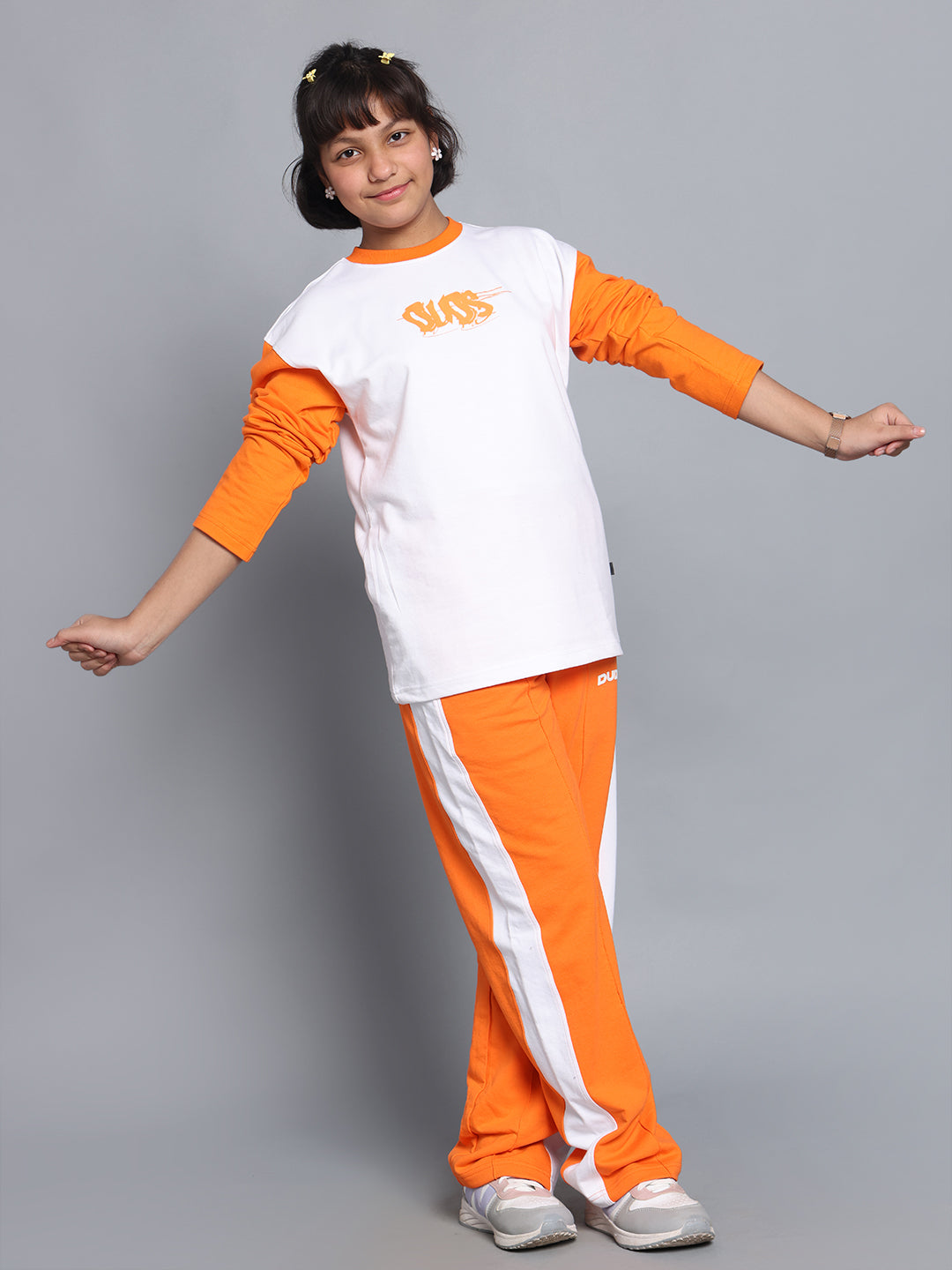 Rock & Roll Oversized Co-Ord Set Boys & Girls (White-Orange)