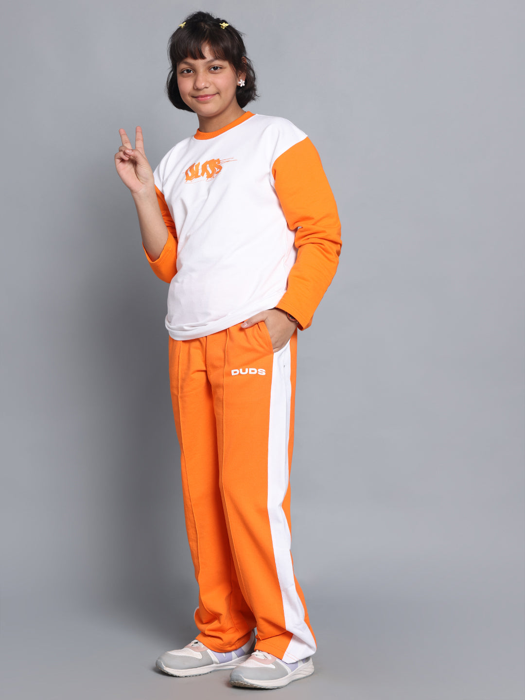 Rock & Roll Oversized Co-Ord Set Boys & Girls (White-Orange)