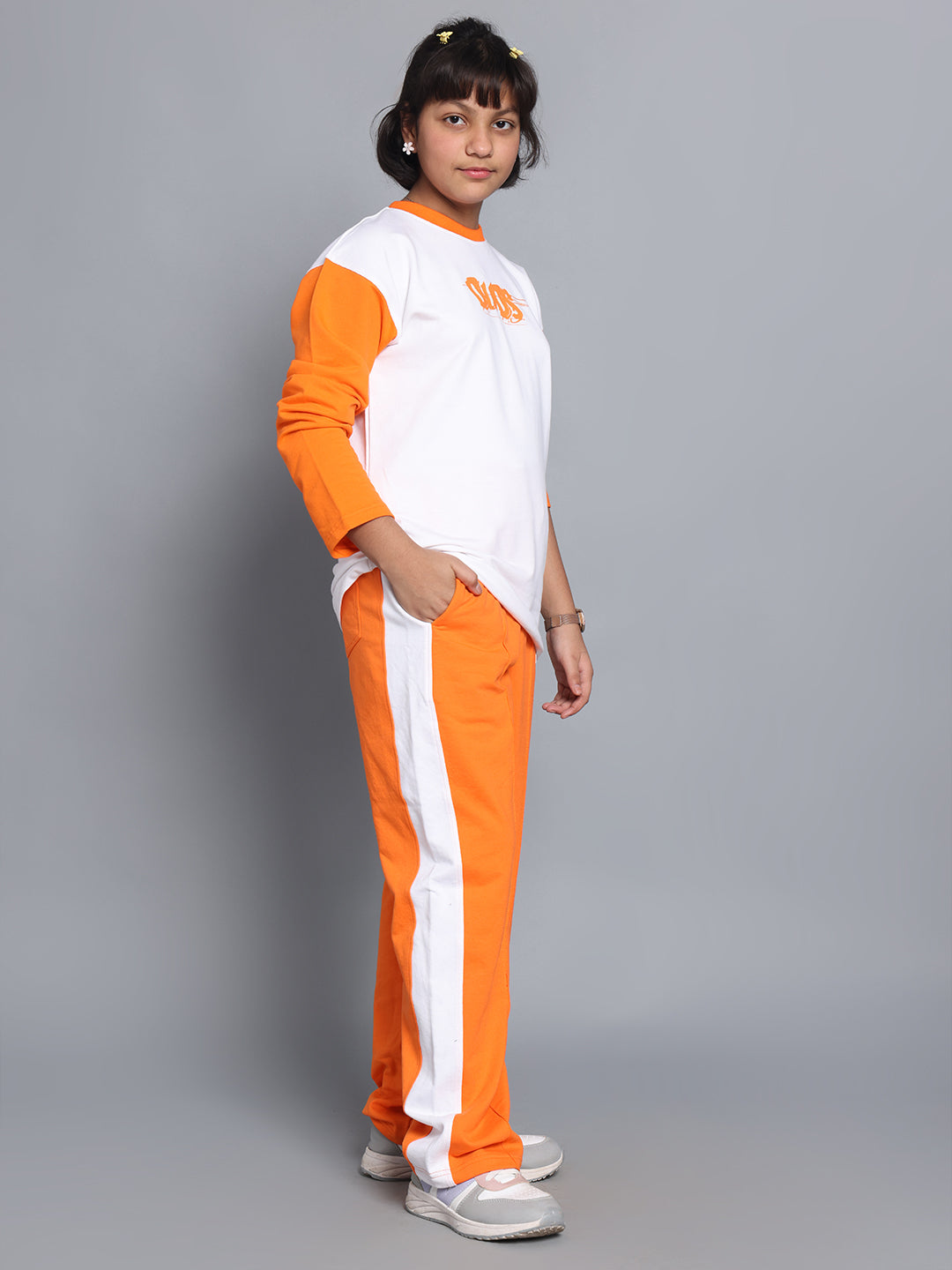 Rock & Roll Oversized Co-Ord Set Boys & Girls (White-Orange)