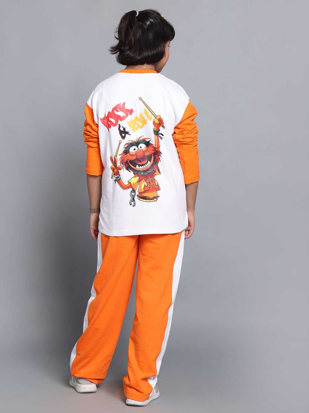 Rock & Roll Oversized Co-Ord Set Boys & Girls (White-Orange)